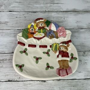 Fits and Floyd Omnibus Christmas Holiday Plate tray Bears 1994